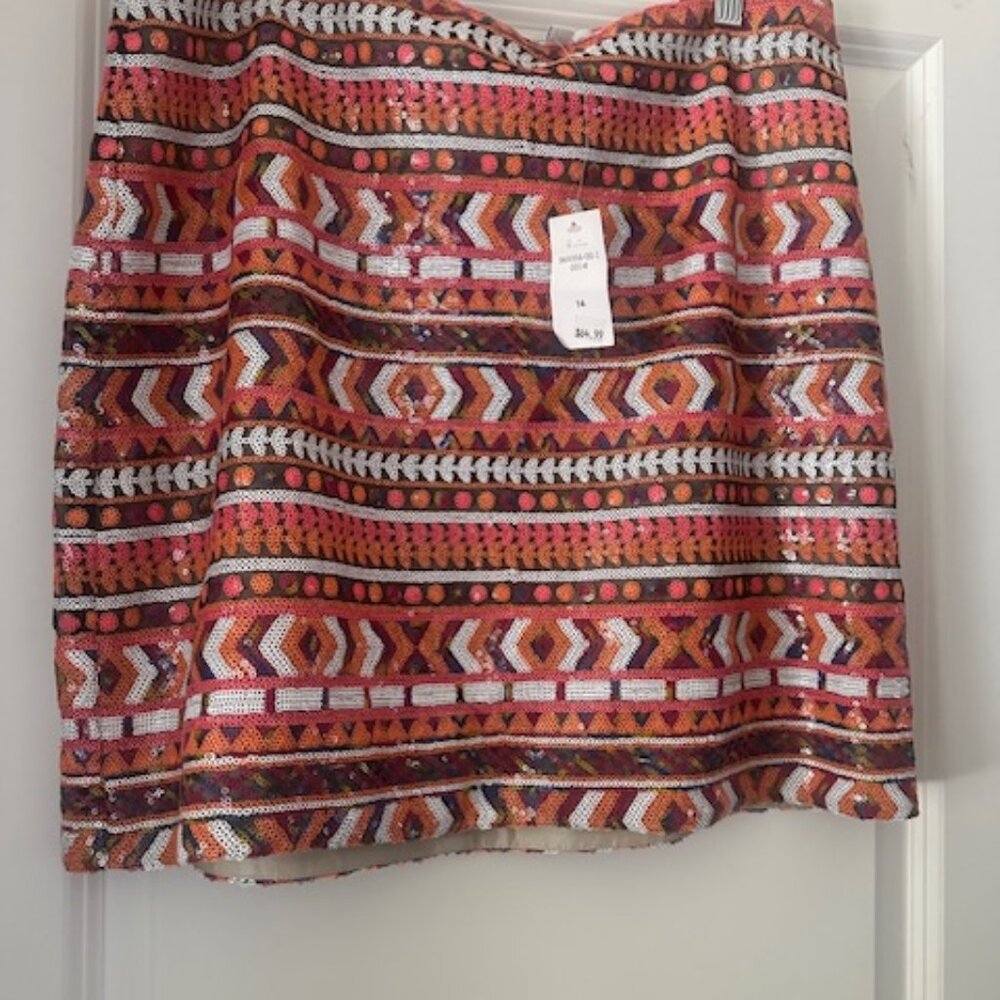 Brand New - Banana Republic Aztec Sequin Skirt -- Size 14